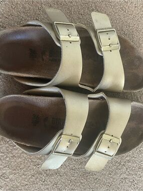 Birkenstock Metallic Gold Double-Buckle Sandals